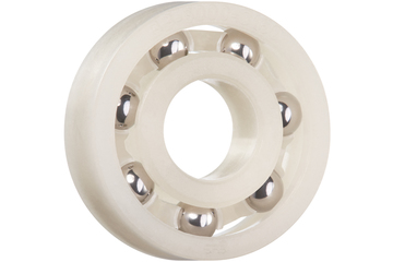 xiros® radial deep groove ball bearing, xirodur C160, stainless steel balls, cage made of PP, mm