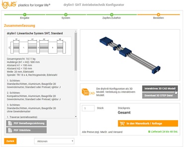 drylin® SHT drive technology configurator