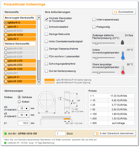 Piston ring product finder